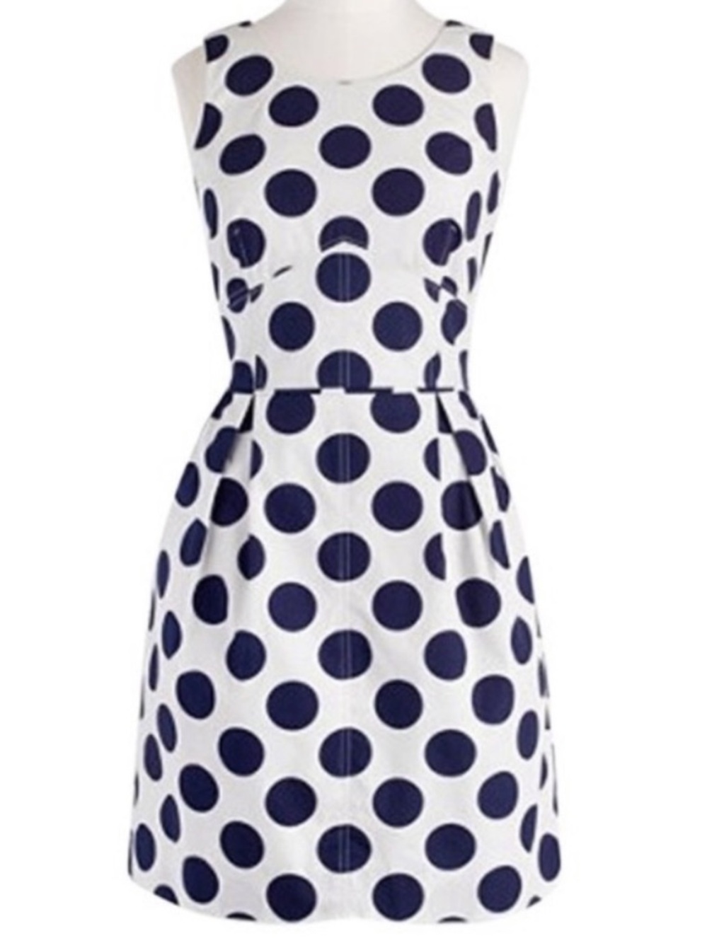 NWT J.Crew Women’s Cotton Navy and White polka dot fit-and-flare dress in size 6